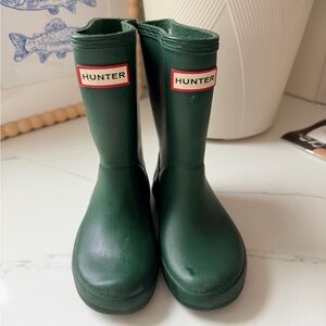 Hunter Dark Green Kids Rubber Rain Boots